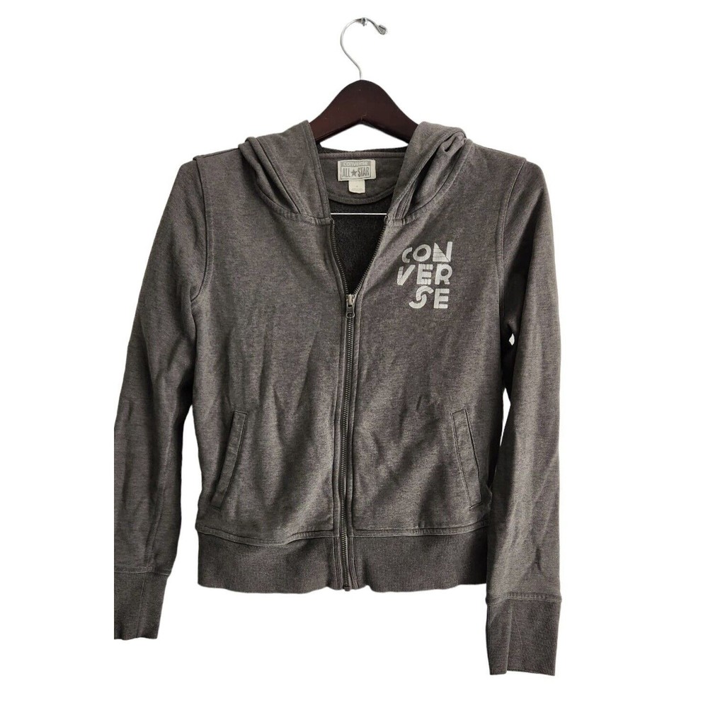 Converse All Star Hoodie Women’s Size Medium Gray Cotton Long Sleeve Full Zipper
